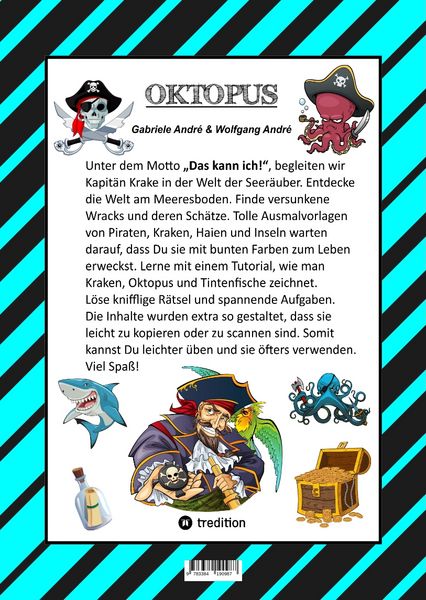 Produktbild: CRAFTBOOK - 120 SEITEN TOLLE AUSMALMOTIVE - KRAKEN - HAIE - INSELN - PIRATEN - WISSENSWERTES - TUTORIAL - KNIFFLIGE R&Auml;TSEL & AUFGABEN - SCHATZ