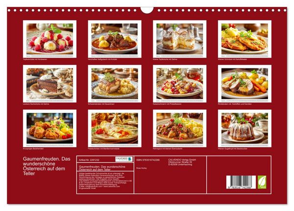 Produktbild: Gaumenfreuden. Das wundersch&ouml;ne &Ouml;sterreich auf dem Teller (Wandkalender 2026 DIN A3 quer), CALVENDO Monatskalender