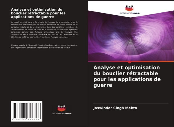 Produktbild: Analyse et optimisation du bouclier r&eacute;tractable pour les applications de guerre