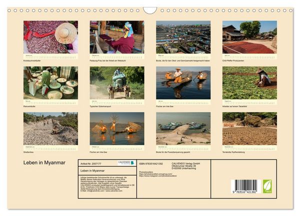 Produktbild: Leben in Myanmar (Wandkalender 2026 DIN A3 quer), CALVENDO Monatskalender