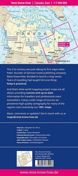 Produktbild: Reise Know-How Landkarte Kanada, Ost | Canada, East (1:1.900.000)