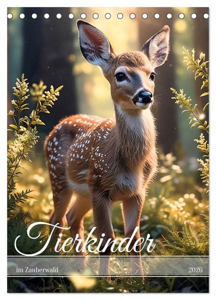 Tierkinder im Zauberwald (Tischkalender 2026 DIN A5 hoch), CALVENDO Monatskalender