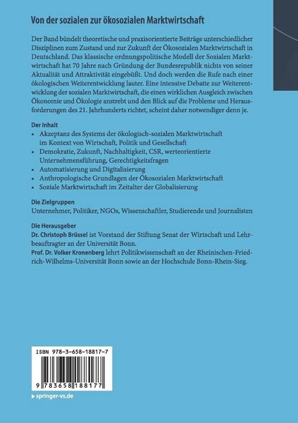 Produktbild: Von der sozialen zur &ouml;kosozialen Marktwirtschaft