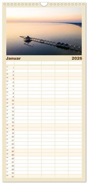 Produktbild: Familienplaner 2026 - OSTSEEK&Uuml;STE Sehnsuchtsorte in Mecklenburg-Vorpommern mit 5 Spalten (Wandkalender, 21 x 45 cm) CALVENDO