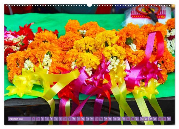 Produktbild: Asien - Farbenfrohe Blumenketten (Wandkalender 2026 DIN A2 quer), CALVENDO Monatskalender