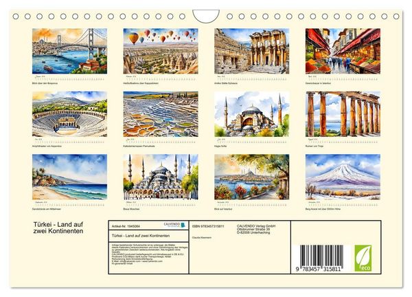 Produktbild: T&uuml;rkei - Land auf zwei Kontinenten (Wandkalender 2026 DIN A4 quer), CALVENDO Monatskalender