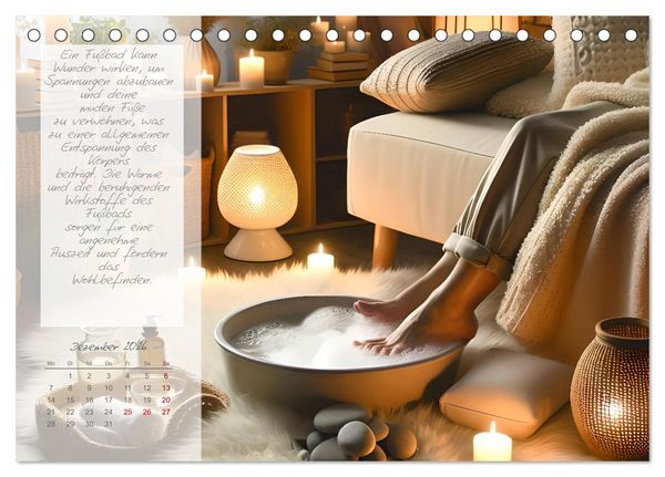 Produktbild: Wellnesstage zuhause - 12 anregende KI Ideen f&uuml;r deine pers&ouml;nlichen Spa Tage (Tischkalender 2026 DIN A5 quer), CALVENDO Monatskalender