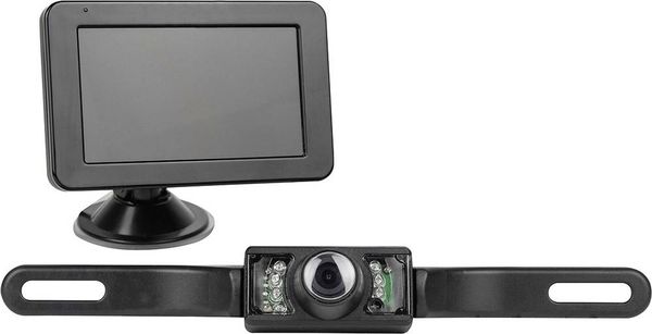 Produktbild: Eufab Funk-R&uuml;ckfahrvideosystem Abstandshilfslinien Saugfu&szlig;, Kennzeichenhalter Schwarz