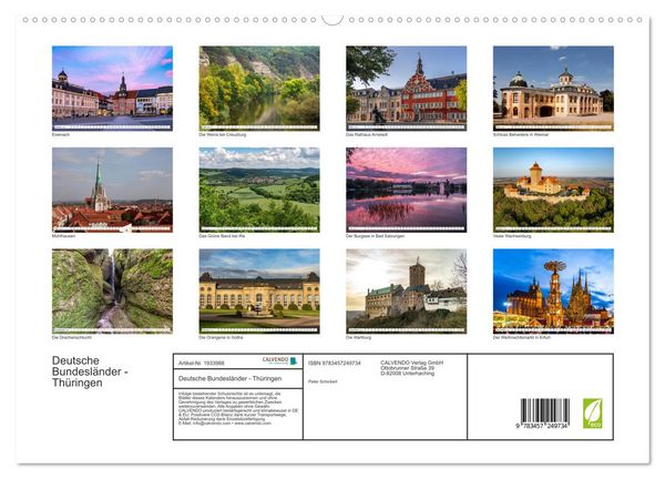 Produktbild: Deutsche Bundesl&auml;nder - Th&uuml;ringen (hochwertiger Premium Wandkalender 2026 DIN A2 quer), Kunstdruck in Hochglanz