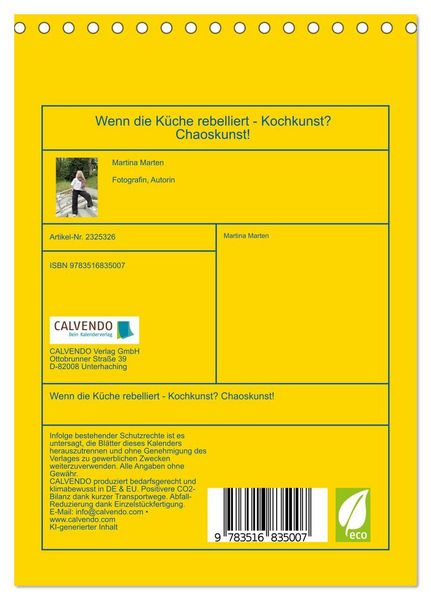 Produktbild: Wenn die K&uuml;che rebelliert - Kochkunst? Chaoskunst! (Tischkalender 2027 DIN A5 hoch), CALVENDO Monatskalender
