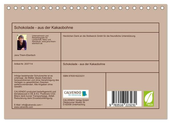 Produktbild: Schokolade - aus der Kakaobohne (Tischkalender 2026 DIN A5 quer), CALVENDO Monatskalender