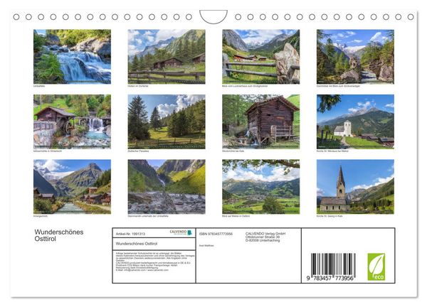 Produktbild: Wundersch&ouml;nes Osttirol (Wandkalender 2026 DIN A4 quer), CALVENDO Monatskalender