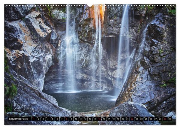 Produktbild: WASSERF&Auml;LLE - Sanfte und tosende Sch&ouml;nheiten (hochwertiger Premium Wandkalender 2026 DIN A2 quer), Kunstdruck in Hochglanz