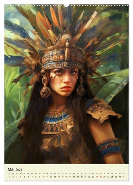 Produktbild: Fantasy-Azteken. Mesoamerikanische Krieger einer Hochkultur (hochwertiger Premium Wandkalender 2026 DIN A2 hoch), Kunstdruck in Hochglanz