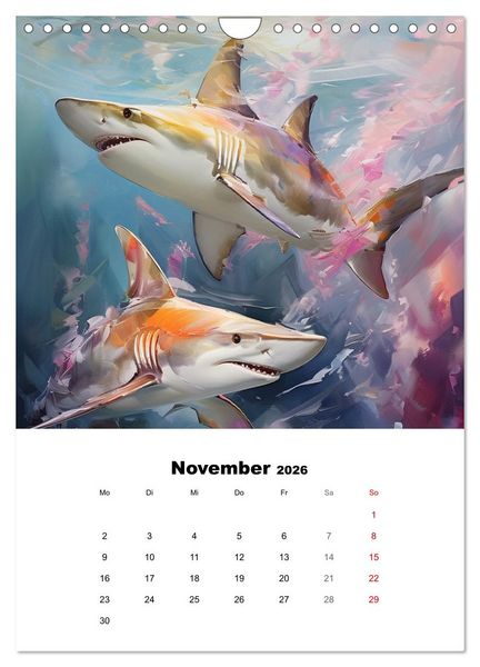 Produktbild: Tanz der Haie. Aquarelle von den K&ouml;nigen der Meere (Wandkalender 2026 DIN A4 hoch), CALVENDO Monatskalender