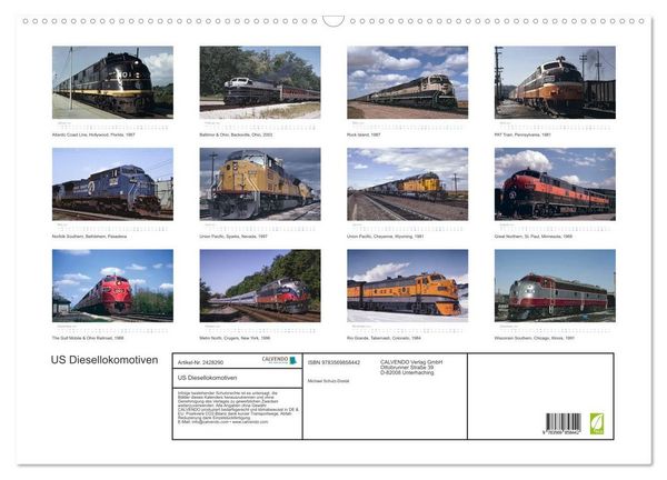 Produktbild: US Diesellokomotiven (Wandkalender 2027 DIN A2 quer), CALVENDO Monatskalender