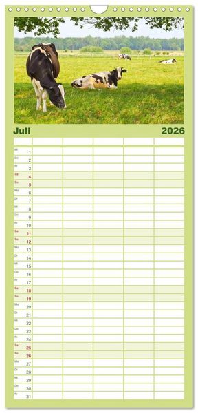 Produktbild: Familienplaner 2026 - Die Kuh macht Muuuh! mit 5 Spalten (Wandkalender, 21 x 45 cm) CALVENDO