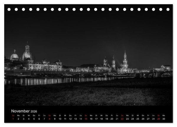 Produktbild: Dresden - Elbflorenz bei Nacht (Tischkalender 2026 DIN A5 quer), CALVENDO Monatskalender