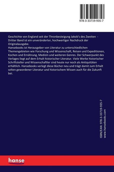 Produktbild: Geschichte von England seit der Thronbesteigung Jakob's des Zweiten