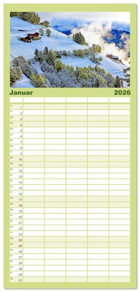 Produktbild: Familienplaner 2026 - Ultental Wundersch&ouml;ne alte Bauernh&auml;user mit 5 Spalten (Wandkalender, 21 x 45 cm) CALVENDO