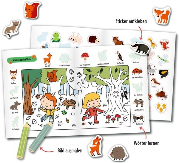 Produktbild: Mein 1. Sticker-Malbuch: Lieblingstiere - Mini-K&uuml;nstler