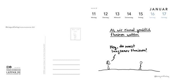 Produktbild: kriegundfreitag: Postkartenkalender 2027