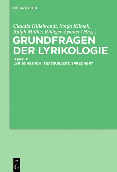 Produktbild: Grundfragen der Lyrikologie 1