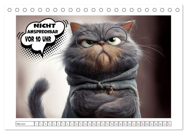 Produktbild: Katzenhumor im Blick (Tischkalender 2026 DIN A5 quer), CALVENDO Monatskalender