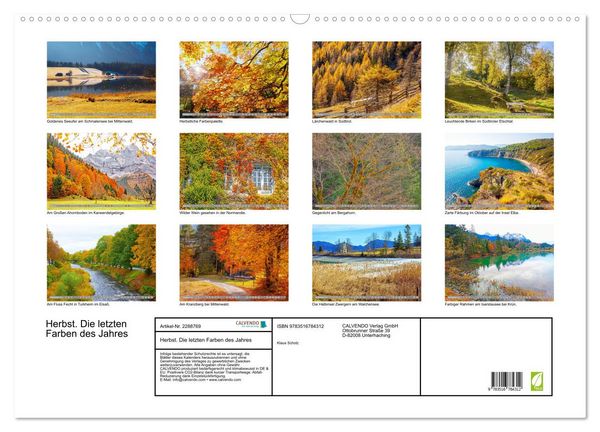 Produktbild: Herbst. Die letzten Farben des Jahres (Wandkalender 2027 DIN A2 quer), CALVENDO Monatskalender