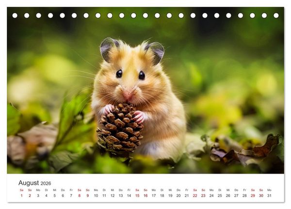 Produktbild: Wild und flauschig - Hamster - Abenteuer in freier Natur (Tischkalender 2026 DIN A5 quer), CALVENDO Monatskalender
