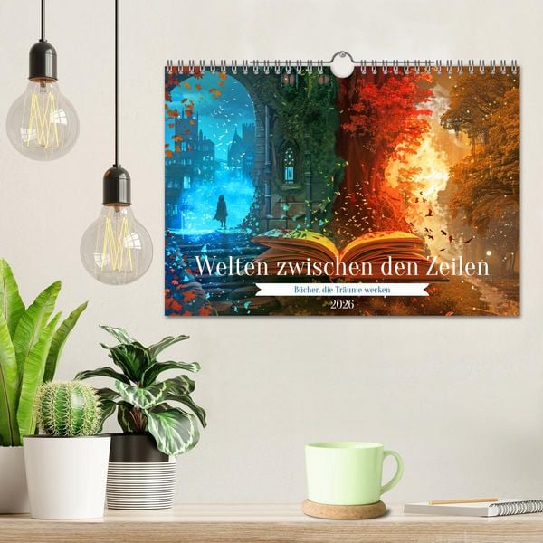 Produktbild: Welten zwischen den Zeilen - B&uuml;cher, die Tr&auml;ume wecken (Wandkalender 2026 DIN A4 quer), CALVENDO Monatskalender
