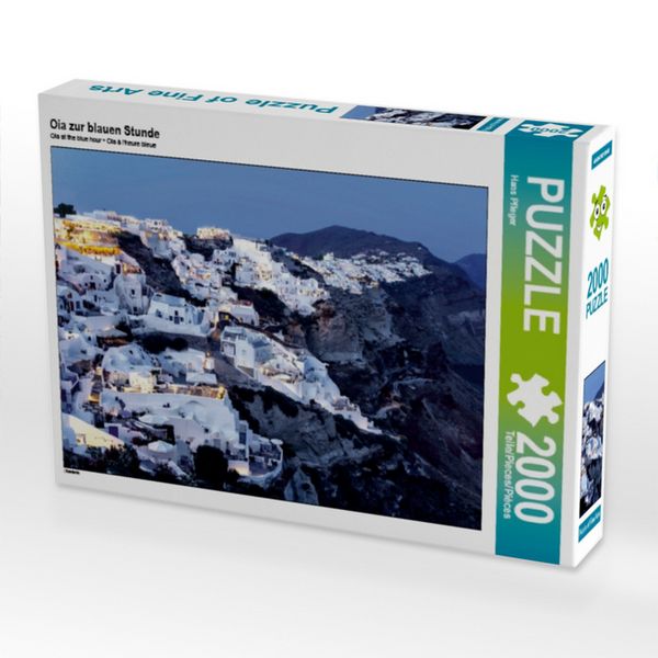 CALVENDO Puzzle Oia zur blauen Stunde | 2000 Teile Lege-Größe 90x67cm Foto-Puzzle für glückliche Stunden