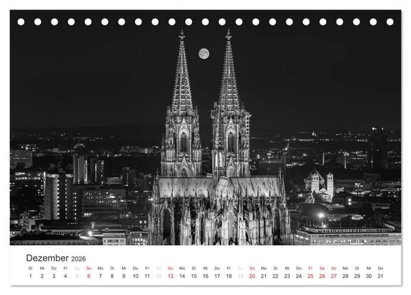 Produktbild: K&ouml;ln - monochrome Ansichten (Tischkalender 2026 DIN A5 quer), CALVENDO Monatskalender