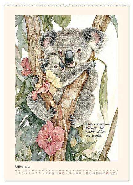 Produktbild: Liebenswerte Tierillustrationen (Wandkalender 2026 DIN A2 hoch), CALVENDO Monatskalender