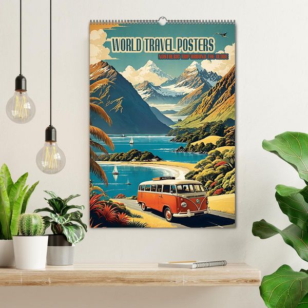 Produktbild: World Travel Posters - Nostalgic Trip Around the Globe (Wall Calendar 2026 DIN A2 portrait), CALVENDO 12 Month Wall Calendar