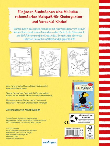 Produktbild: Der kleine Rabe Socke: Das lustige ABC-Malbuch vom kleinen Raben Socke