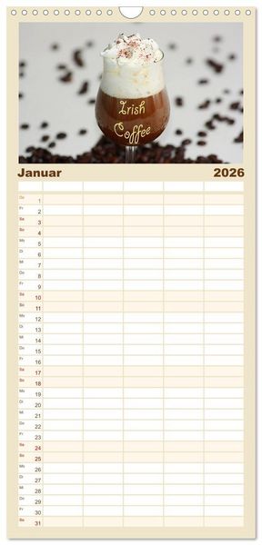 Produktbild: Familienplaner 2026 - Der Kaffee ist fertig mit 5 Spalten (Wandkalender, 21 x 45 cm) CALVENDO