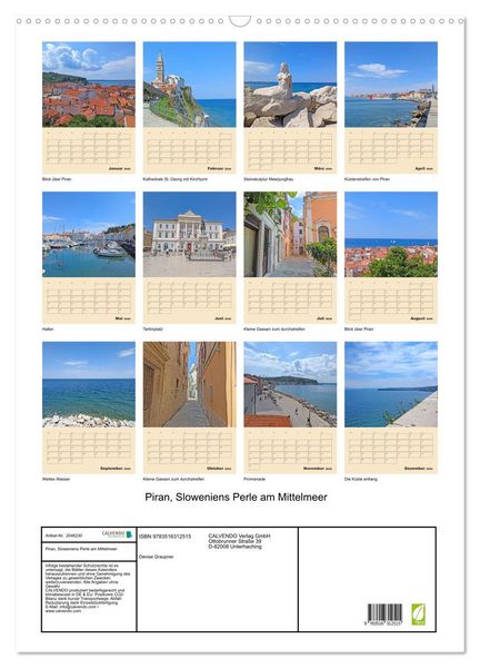 Produktbild: Piran, Sloweniens Perle am Mittelmeer (Wandkalender 2026 DIN A2 hoch), CALVENDO Monatskalender