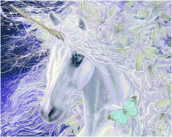Produktbild: Diamond Painting Einhorn Lilien