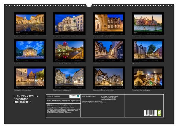 Produktbild: BRAUNSCHWEIG - Abendliche Impressionen (Wandkalender 2026 DIN A2 quer), CALVENDO Monatskalender