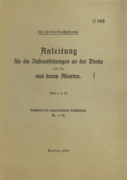 Produktbild: D 162 Anleitung f&uuml;r die Instandsetzungen an der Protze