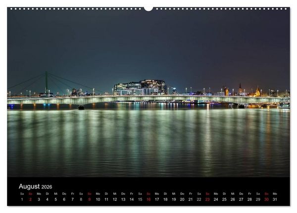 Produktbild: K&ouml;ln bei Nacht - dunkelbunte Stadt (hochwertiger Premium Wandkalender 2026 DIN A2 quer), Kunstdruck in Hochglanz