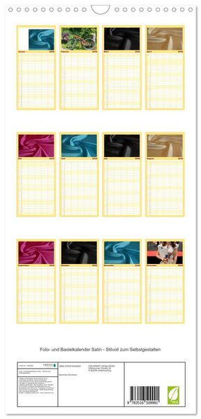 Produktbild: Familienplaner 2026 - Foto- und Bastelkalender Satin - Stilvoll zum Selbstgestalten mit 5 Spalten (Wandkalender, 21 x 45 cm) CALVENDO