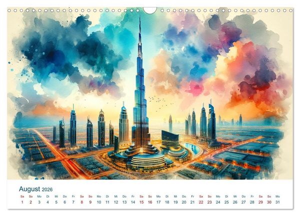 Produktbild: Sehensw&uuml;rdigkeiten in Aquarell (Wandkalender 2026 DIN A3 quer), CALVENDO Monatskalender