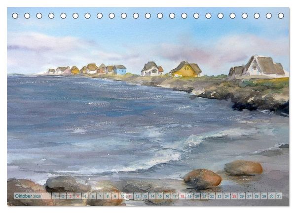 Produktbild: Heiligenhafen in Aquarell (Tischkalender 2026 DIN A5 quer), CALVENDO Monatskalender