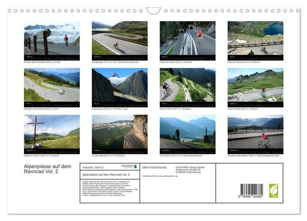 Produktbild: Alpenp&auml;sse auf dem Rennrad Vol. 2 (Wandkalender 2027 DIN A3 quer), CALVENDO Monatskalender