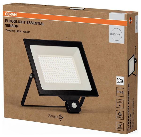 Produktbild: OSRAM HOMELIGHTING Floodlight Essential Sensor 150W 4000K 4099854429958 LED-Au&szlig;enstrahler mit Bewegungsmelder 150.00 W Leuchtfarben: Kaltwei&szlig;