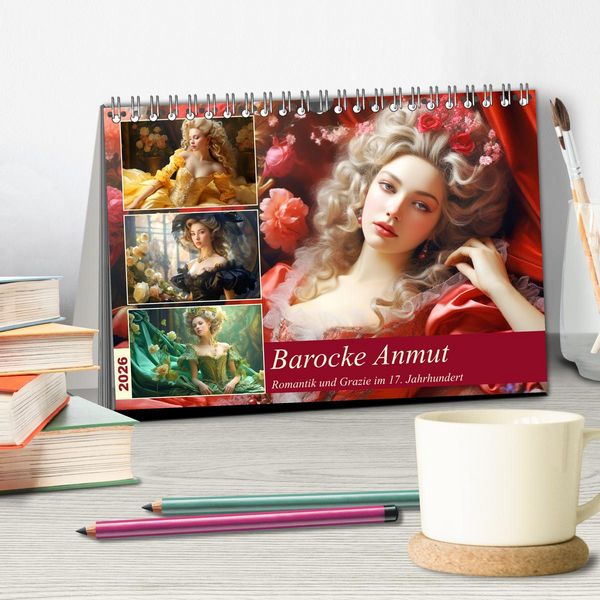Produktbild: Barocke Anmut. Romantik und Grazie im 17. Jahrhundert (Tischkalender 2026 DIN A5 quer), CALVENDO Monatskalender