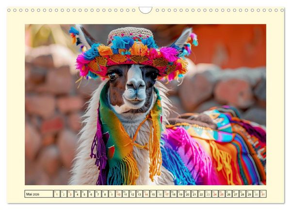 Produktbild: Lamas auf Tour. Perus flauschige Fashion-Ikonen (Wandkalender 2026 DIN A3 quer), CALVENDO Monatskalender