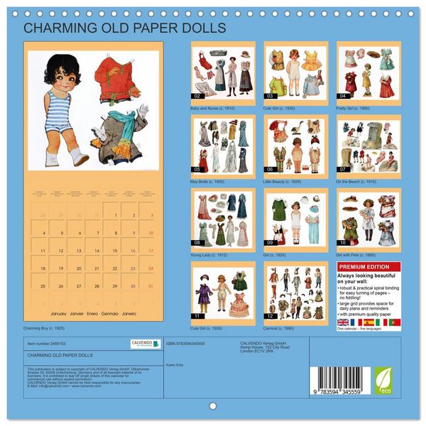 Produktbild: CHARMING OLD PAPER DOLLS (Wall Calendar 2027 12 &times; 12 Inch) CALVENDO 12 Month Wall Calendar